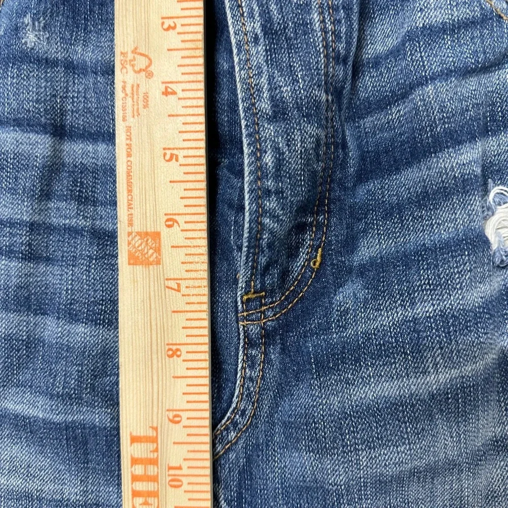 American Eagle Denim Skirt Womens Size 14 Blue Distressed Raw Hem Cotton Mini